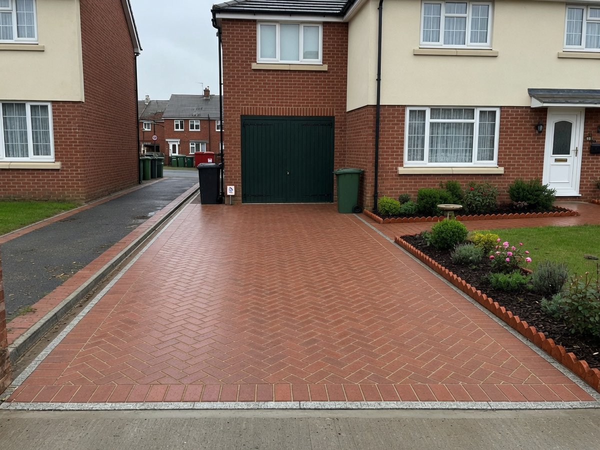 British back garden with timber fencing, lawn and outdoor seating